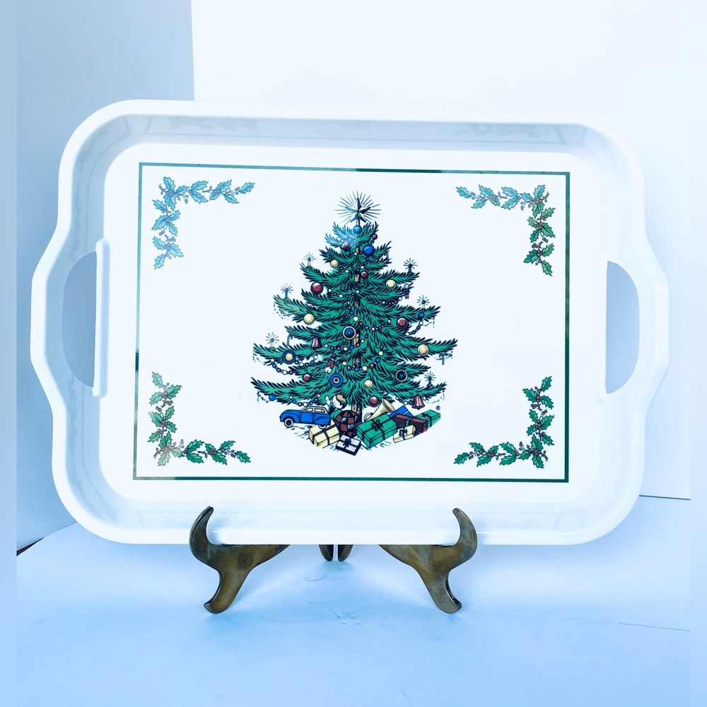 Vintage Spode Pimpernel Melamine Plastic 15" X 11” Serving Tray Christmas Tree